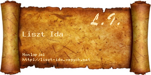 Liszt Ida névjegykártya